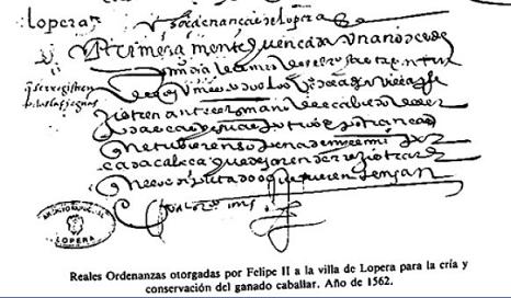 Reales Ordenanzas para la cría y casta de ganado caballar en la Villa de Lopera en 1546 y 1562 por José Luis Pantoja Vallejo