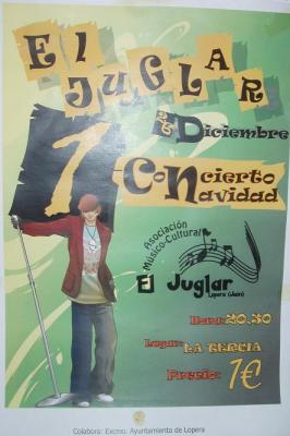 Lopera acogerá el día 26 de Diciembre en la Casa de la Tercia el I Concierto de Navidad a cargo de la Asociación Músico-Cultural "El Juglar"