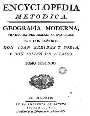 Lopera en 1792 según la Enciclopedia Metódica. Geografía Moderna. Tomo II traducida del francés al castellano por Juan Arribas y Julián de Velasco