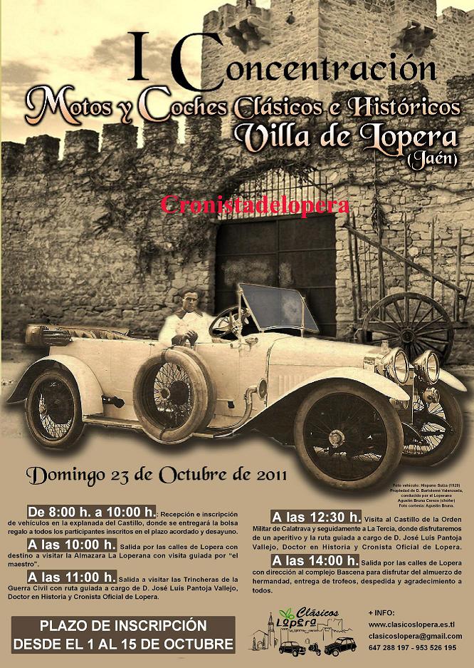 Lopera acogerá el 23 de Octubre la I Concentración de Motos y Coches Clásicos e Históricos "Villa de Lopera"