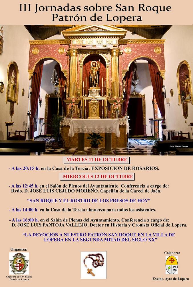 El 11 y 12 de Octubre se celebrarán las III Jornadas sobre San Roque, Patrón de Lopera