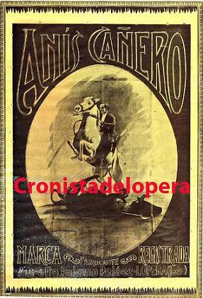 La etiqueta de Anis Cañero fabricado en Lopera por Aurelio Palomo Peláez en 1924
