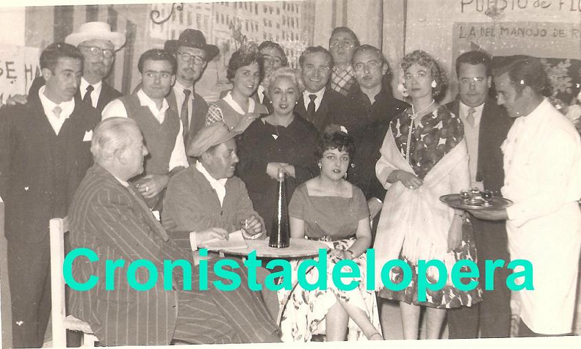 Actores del Grupo Artístico de Lopera que representaron la obra La del Manojo de Rosas en el Cine Cervantes en el año 1959.