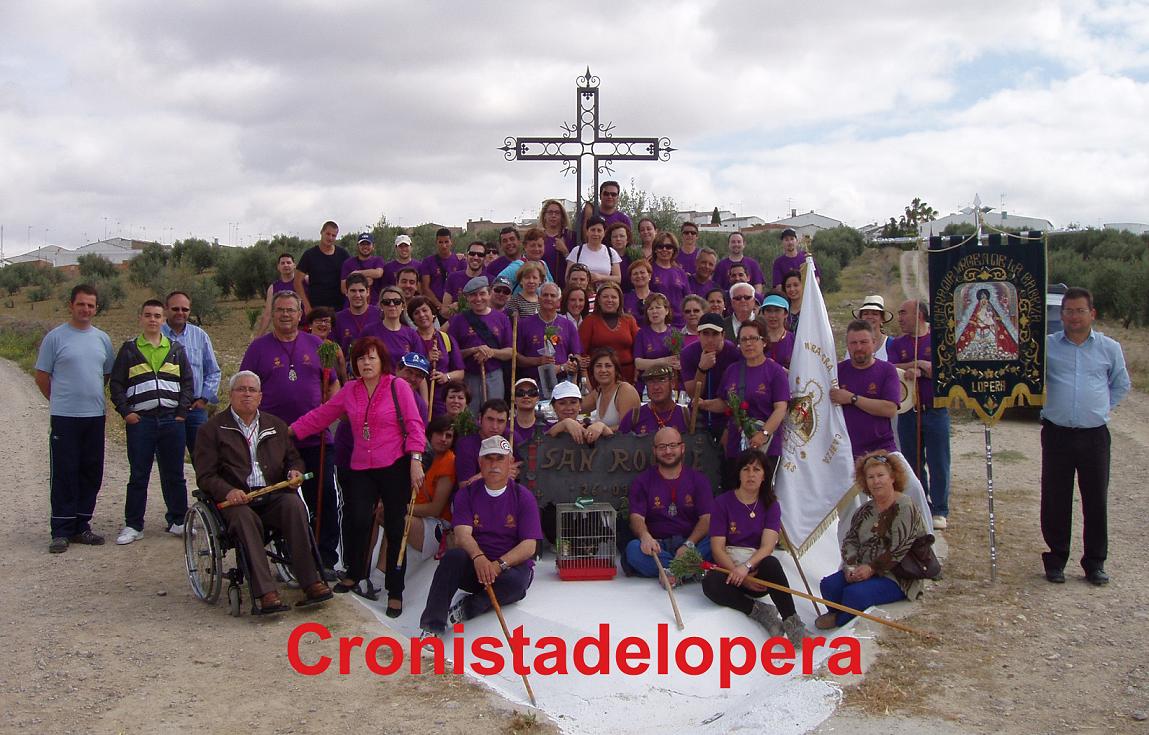 Tradicional bienvenida a los peregrinos Amigos del Camino de Cañete de las Torres a su paso por Lopera con destino al Santuario