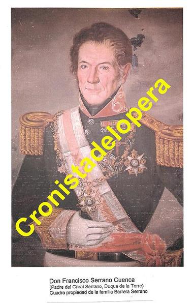 Retrato de D. Francisco Serrano Cuenca (Lopera 05-01-1776 + Madrid 27-12-1840). Padre del General Serrano, I Duque de la Torre