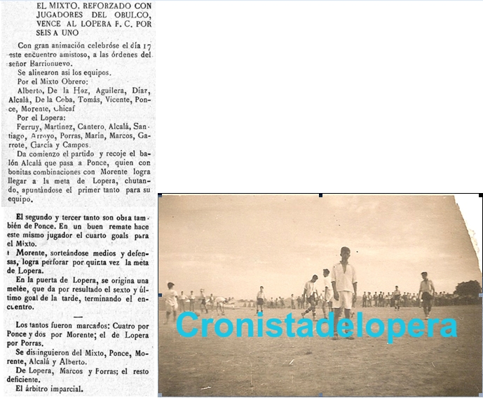 Otro Derbi para la historia: El Mixto Obrero de Porcuna vence por 6 a 1 al Lopera F. C. un 17 de Agosto de 1924