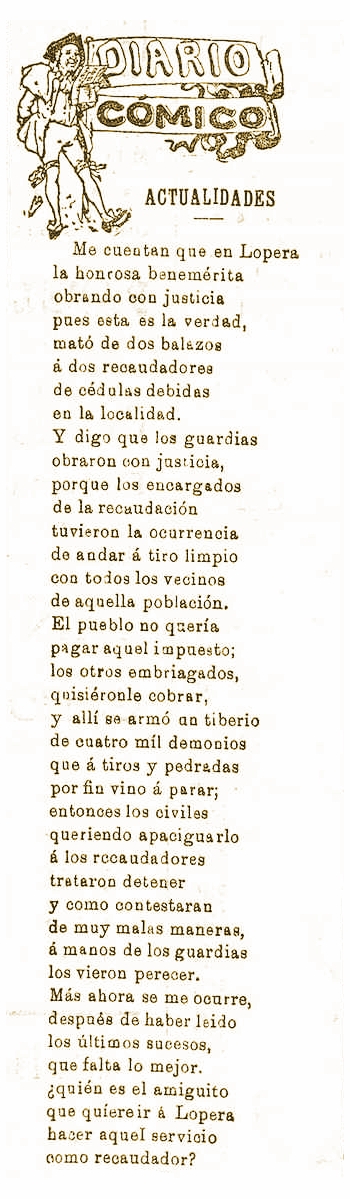 Poema al Motín del 21 de Marzo de 1903 en Lopera