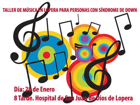 Taller de Música gratuito para personas con Síndrome de Down o similares a cargo de Juan Carlos del Pino Bueno,  Director de la A. M. Pedro Morales de Lopera