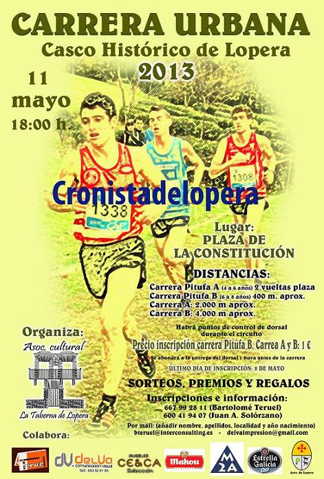 Este sábado 11 de Mayo Lopera acoge la  I Carrera Urbana "Casco Histórico de Lopera"
