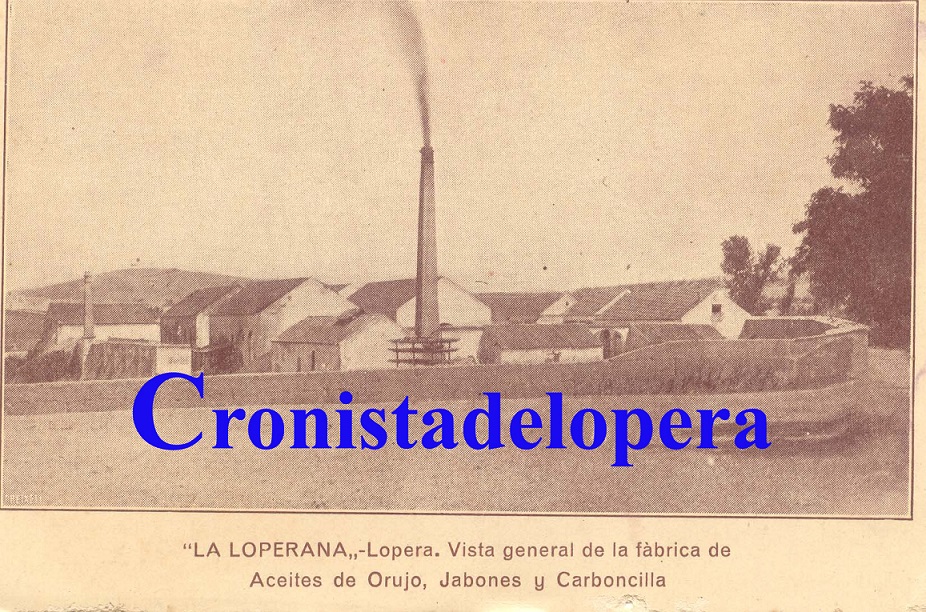 Tarjeta Postal de la Fábrica Cabrera del año 1912, rebautizada como La Loperana
