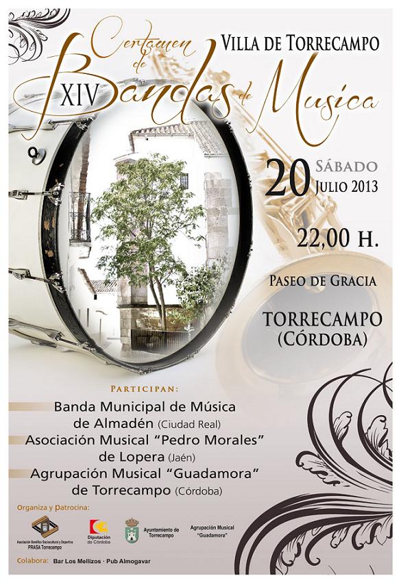 La Asociación Musical Pedro Morales participa el 20 de Julio en el XIV Certamen de Bandas de Música Villa de Torrecampo (Córdoba) y el domingo 21 de Julio se inicia en el Patio de la Casa de la Cultura de Lopera el V Ciclo de Música por Barrios