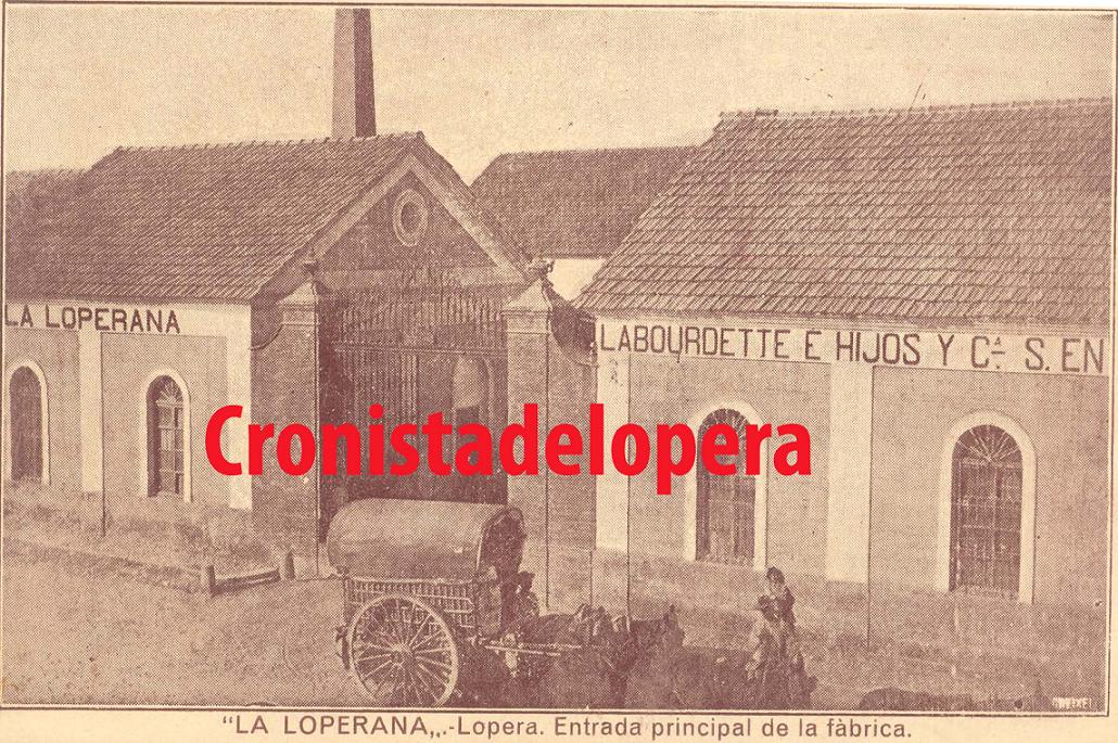 Fachada principal de la Fábrica Cabrera en 1912