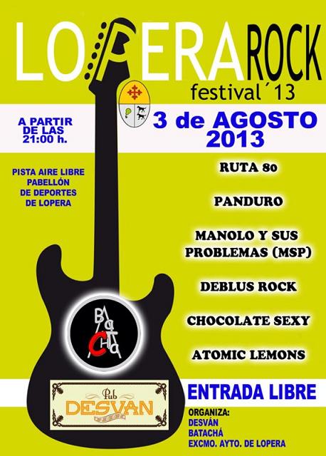 Todo listo para el Festival "Lopera Rock" de hoy Sábado a las 21 horas en la pista al aire libre contigua al Pabellón Cubierto de Lopera