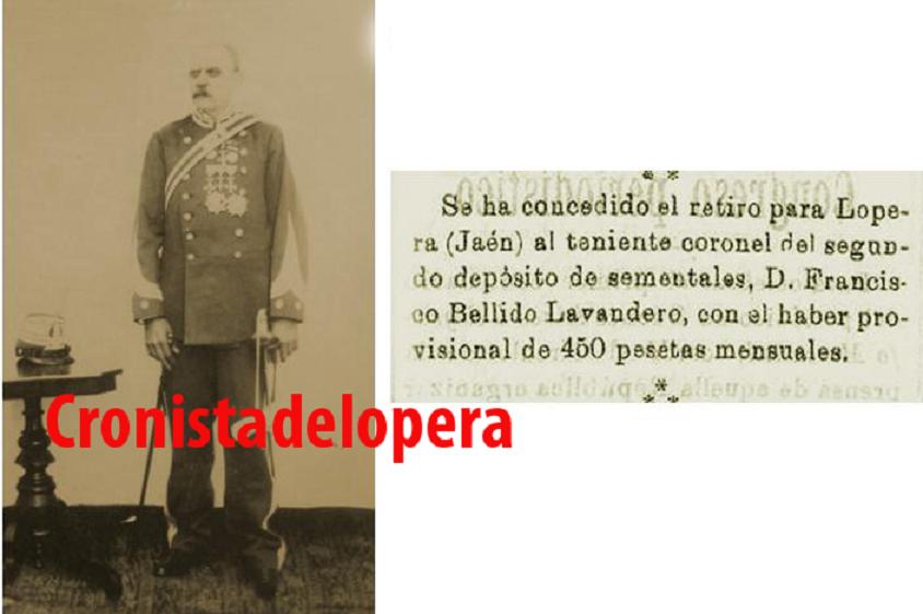 Concesión del Retiro para Lopera al Teniente Coronel del Segundo Depósito de Sementales D. Francisco Bellido Lavandero en 1901