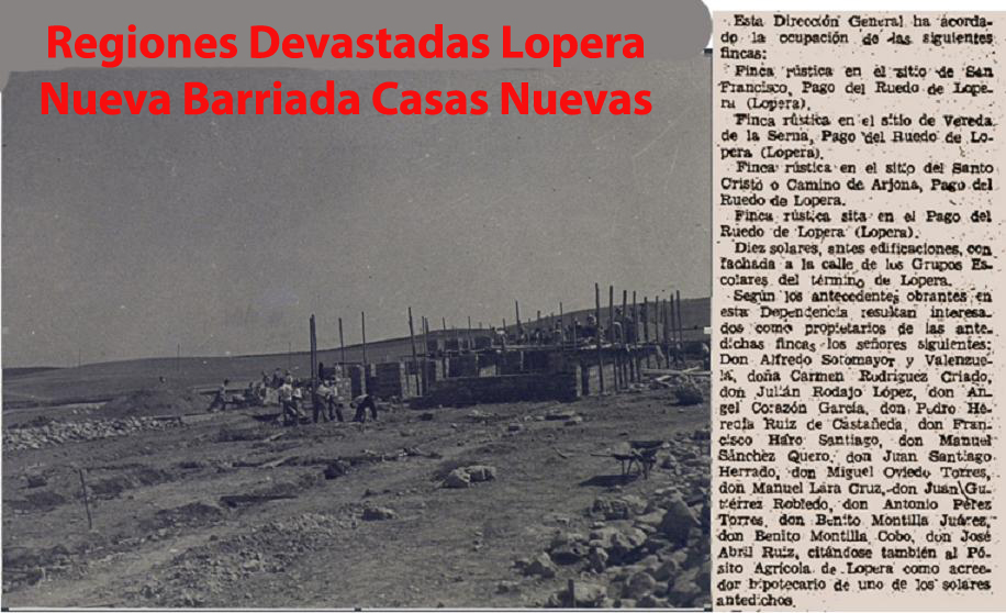 Terrenos expropiados a loperanos para la construcción de la Barriada de las Casas Nuevas en 1944