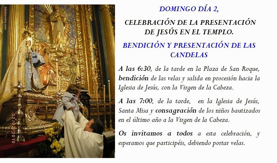 Actos organizados por la Parroquia de Lopera con motivo de la Festividad de la Candelaria