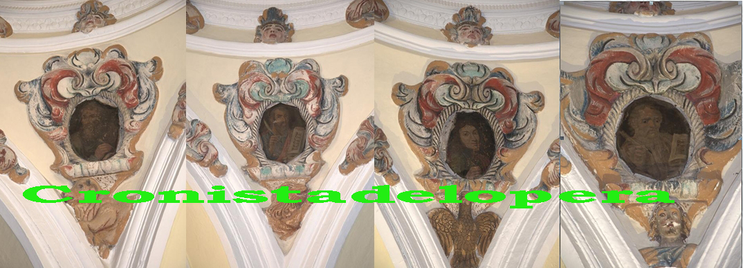 Las pechinas de la bóveda central de la Ermita de Jesús de Lopera alberga cuatro lienzos de los cuatro evangelistas (S. Marcos, S. Lucas, S. Juan y San Mateo) del siglo XVIII