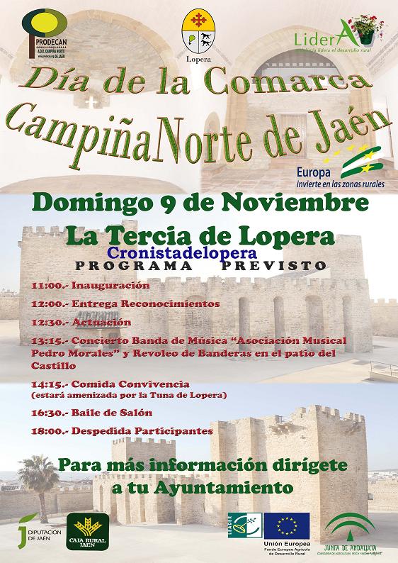 Lopera acogerá el día 9 de Noviembre El Día de la Comarca Campiña Norte de Jaén.
