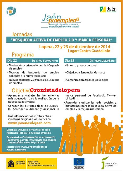 El Centro Guadalinfo de Lopera acoge los días 22 y 23 de Diciembre unas Jornadas de Búsqueda Activa de Empleo 2.0 y Marca Personal.