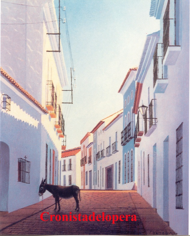 Primer paseo matinal del año por las calles de Lopera: Hoy por la calle Real de la mano del cuadro del pintor de Lopera Paco Cantero La Posada de la Cruz.