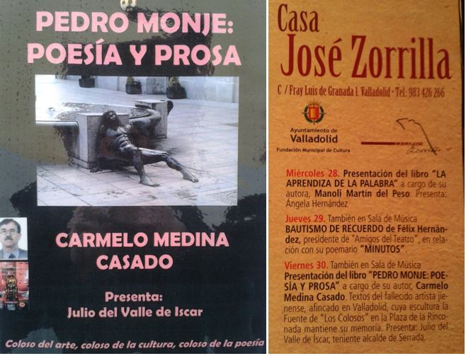 La Casa José Zorrilla de Valladolid acoge el día 30 de Enero la presentación del libro "Pedro Monje: Poesía y Prosa"  obra del profesor loperano Carmelo Medina Casado.