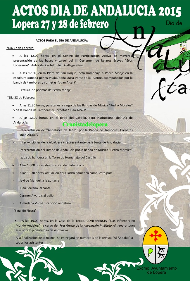 Cartel anunciador de los Actos con motivo del Día de Andalucía en Lopera
