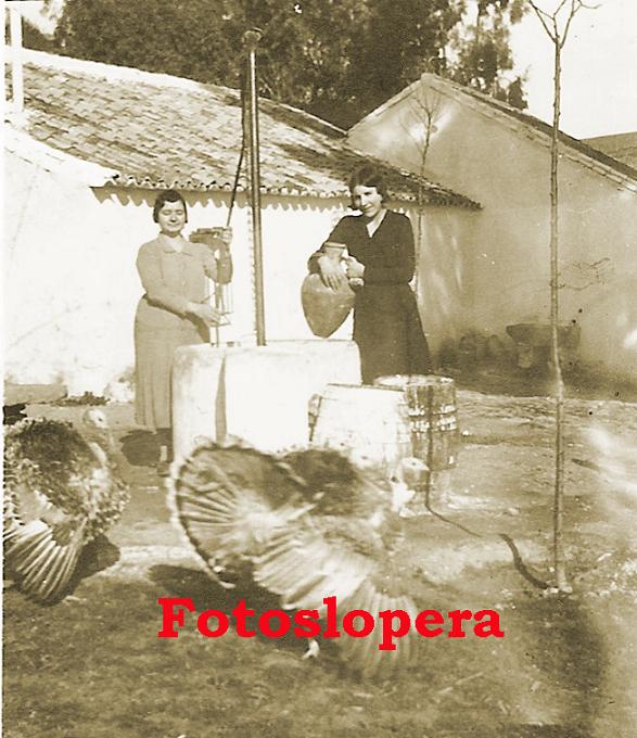 Loperanas en la Casería del Molinillo año 1933. Detalle de los pavos de Lopera