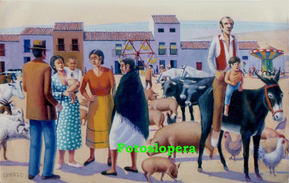 Paseo vespertino por el Paseo de Colón de Lopera de la mano del cuadro del pintor de Lopera Paco Cantero