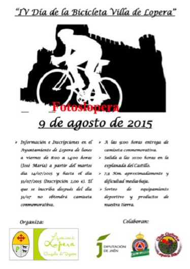Lopera acogerá el día 9 de Agosto el IV Día de la Bicicleta "Villa de Lopera"