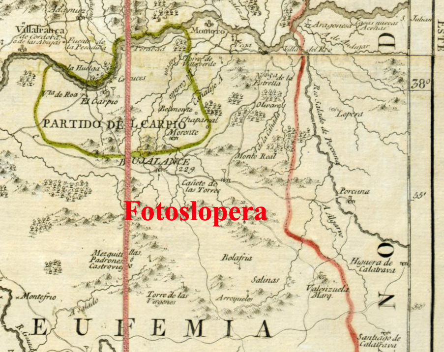 La Villa de Lopera en el Mapa Geográfico del Reino y Obispado de Córdoba en el año 1797 por el geógrafo Tomás López