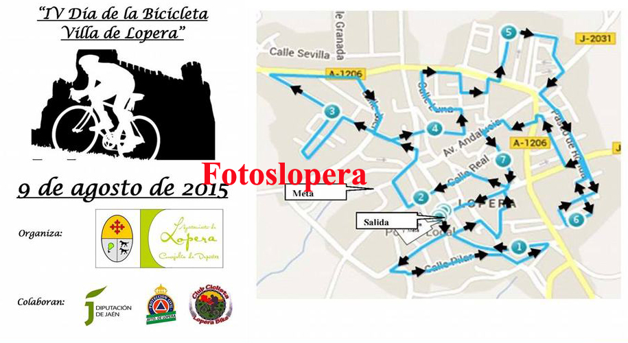 Mañana Domingo 9 de Agosto a partir de las 10 de la mañana partirá desde la explanada del Castillo de Lopera el IV Día de la Bicicleta "Villa de Lopera".