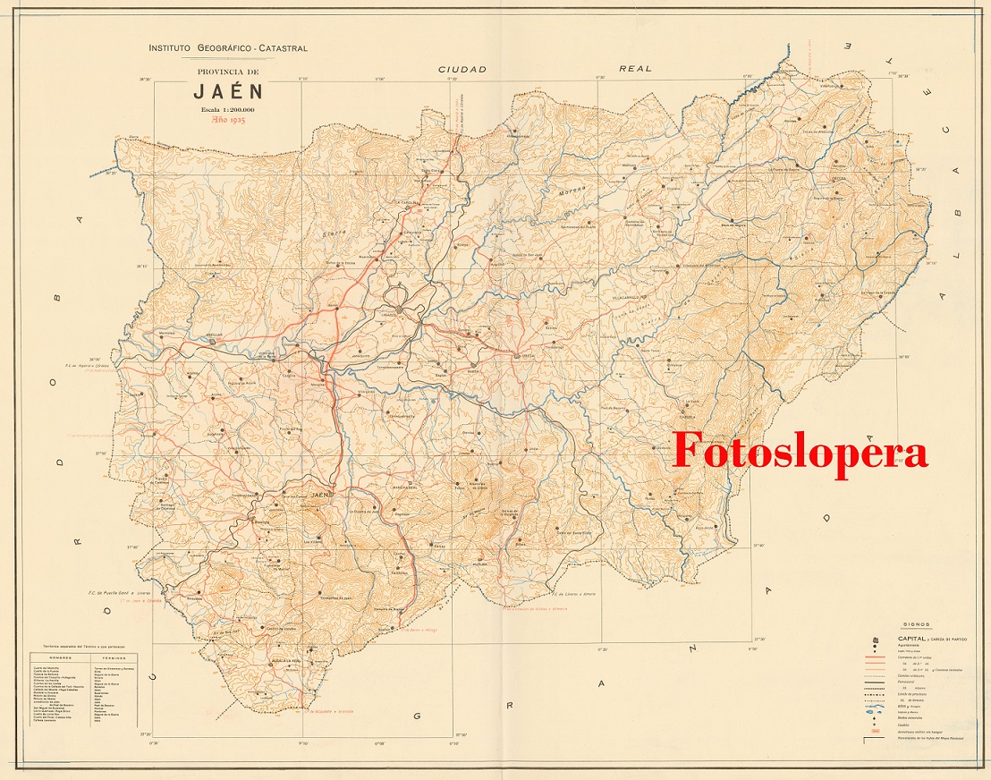 La Villa de Lopera en el Mapa de la Provincia de Jaén del año 1935