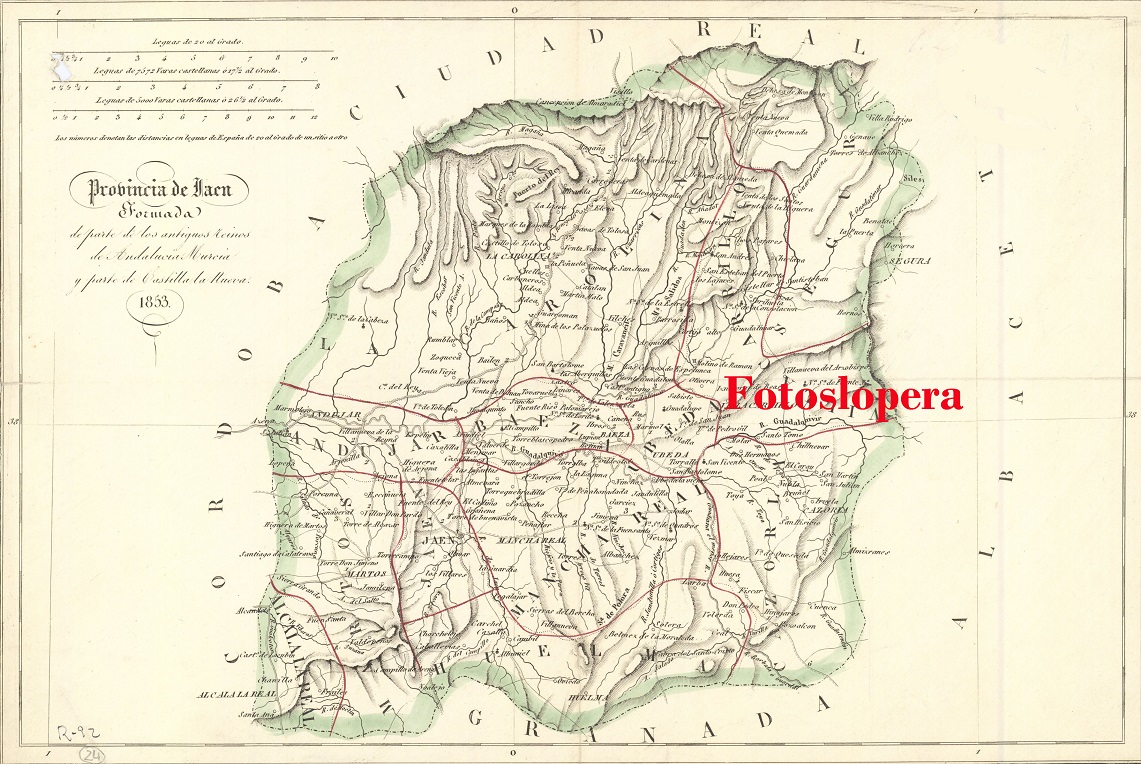 La Villa de Lopera en el Mapa de la Provincia de Jaén del año 1853