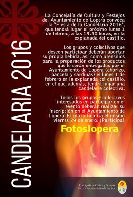 Fiesta de la Candelaria 1 de Febrero 2016 en Lopera. Inscripciones hasta el 29 de Enero.