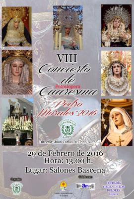 El VIII Concierto de Cuaresma "Pedro Morales 2016" se celebrará el 29 de Febrero a las 13 horas en los Salones Bascena de Lopera.