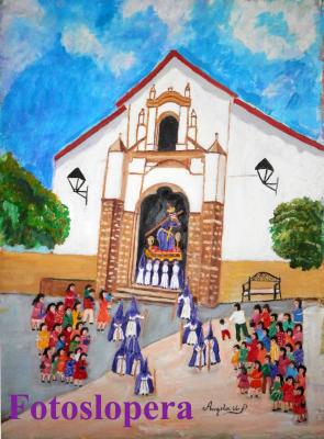 Salida en procesión de la Ermita de Jesús de Ntro. Padre Jesús Nazareno a través de un cuadro de nuestra entrañable artista autodidacta Ángela Uceda Díaz.