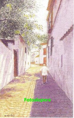 Paseo vespertino por el pasado de las Calles y Plazas de Lopera. Hoy por la calle Llanete de Orgaz a través de una pintura en miniatura del pintor loperano Rafael Toribio Ruiz.