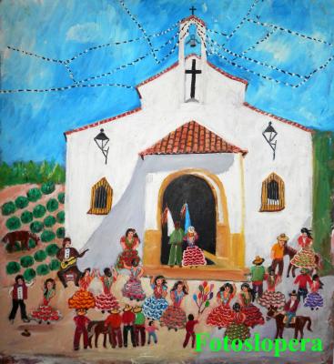 La Romería de San Isidro Labrador a través de un cuadro de nuestra entrañable artista autodidacta Ángela Uceda Díaz.