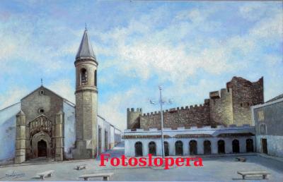 Paseo vespertino por el pasado de calles y plazas de Lopera. Hoy por la Plaza Mayor de Lopera en los años 90 de la mano de un cuadro del pintor Antonio Solórzano.