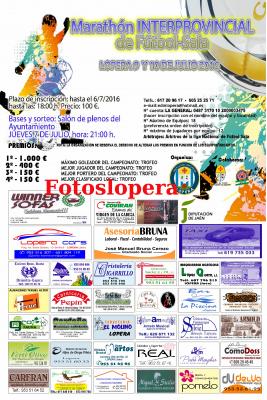 El XVI Maratón Interprovincial de Fútbol Sala de Lopera se celebrará los días 9 y 10 de Julio de 2016