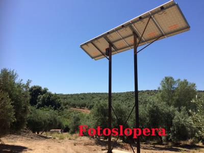 Aumenta las instalaciones de placas solares en los pagos de olivar de Lopera. Las mismas sirven para crear energía para bombear el agua de los pozos y regar a diario los olivos.  Este sistema abarata el coste de riego del olivar al no consumir ningún tipo de combustible además de ser ecológico.