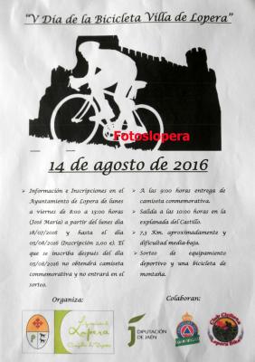 Lopera acogerá el día 14 de Agosto el V Día de la Bicicleta "Villa de Lopera"