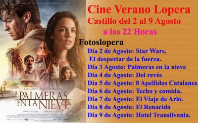 Aquí os dejamos las películas que se proyectarán del 2 al 9 de Agosto en el Patio de Armas del Castillo de Lopera dentro del Cine Verano Lopera 2016.