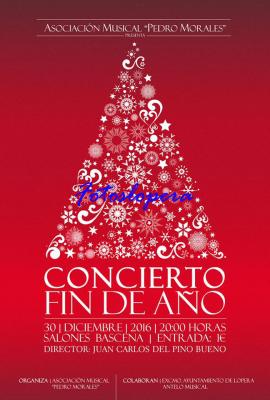 Tradicional Concierto Fin de Año a cargo de la Banda de Música "Pedro Morales" de Lopera, bajo la dirección de Juan Carlos del Pino Bueno. Día 30 de Diciembre a las 20 horas en Salones Bascena.
